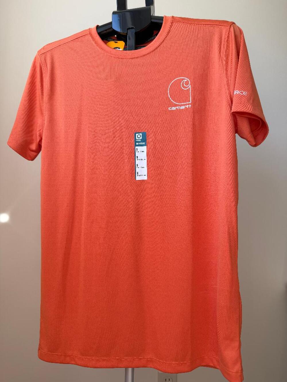 ORANGE CARHARTT FORCE SUN DEFENDER LIGHTWEIGHT SHORT SLEEVE LOGO TEE MEN SMALL